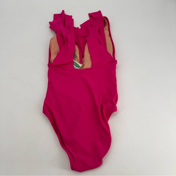 J. Crew Pink Ruched Ruffled One Piece Swimsuit Swim 6 NEW - Picture 5 of 5